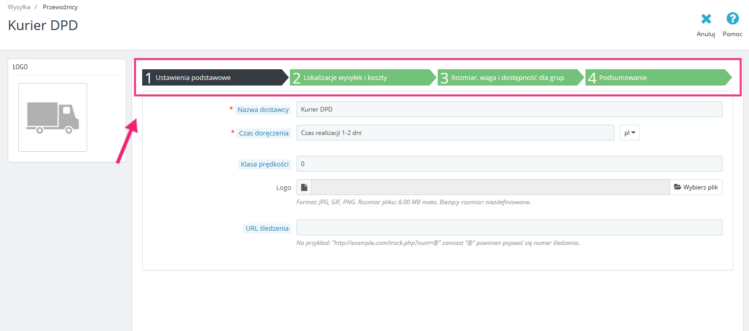 Edycja wysyłki w PrestaShop
